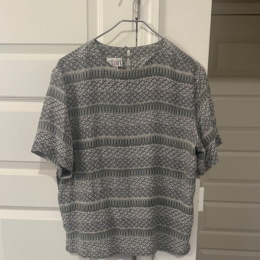 Black and Cream Patterned Blouse